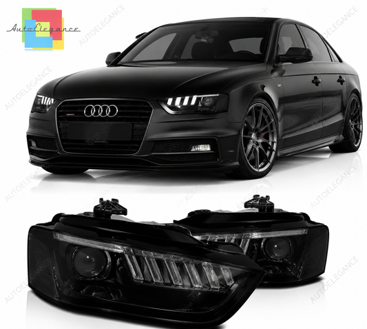 💕 Fari Anteriori Adatto per Audi A4 B8 2012-2015 Xenon LED Seq Nero 💕