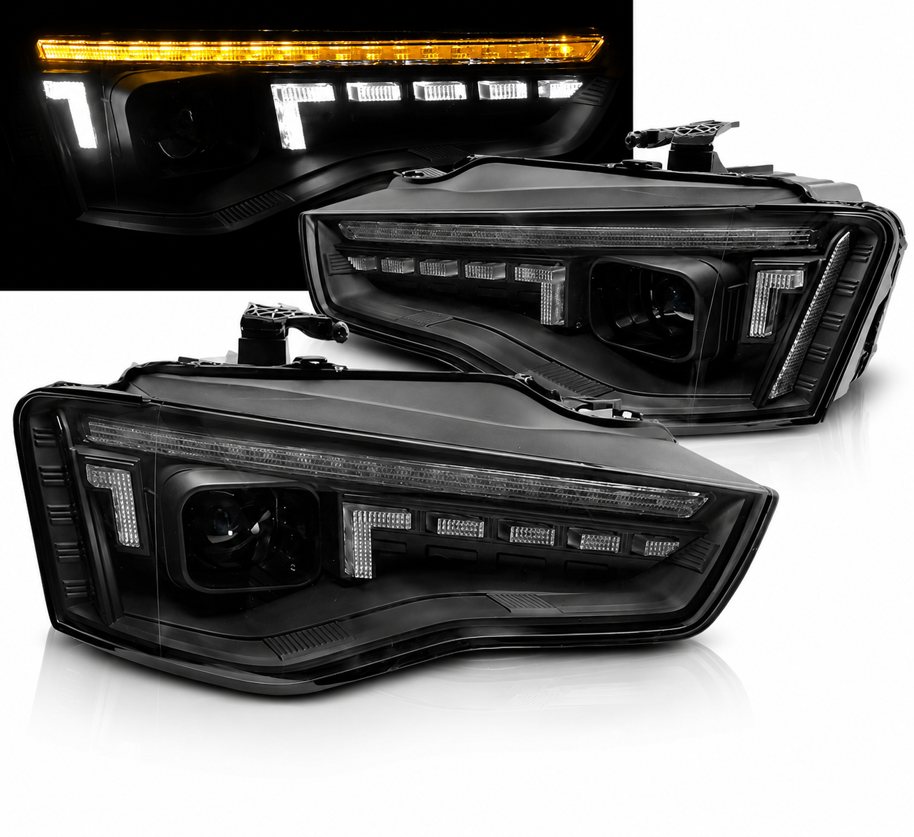 💕 Fari Anteriori Adatto per Audi A5 2011-2016 Xenon LED Seq Nero 💕