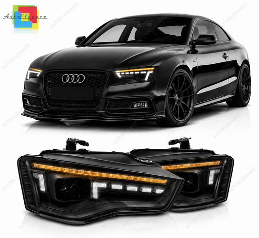💕 Fari Anteriori Adatto per Audi A5 2011-2016 Xenon LED Seq Nero 💕