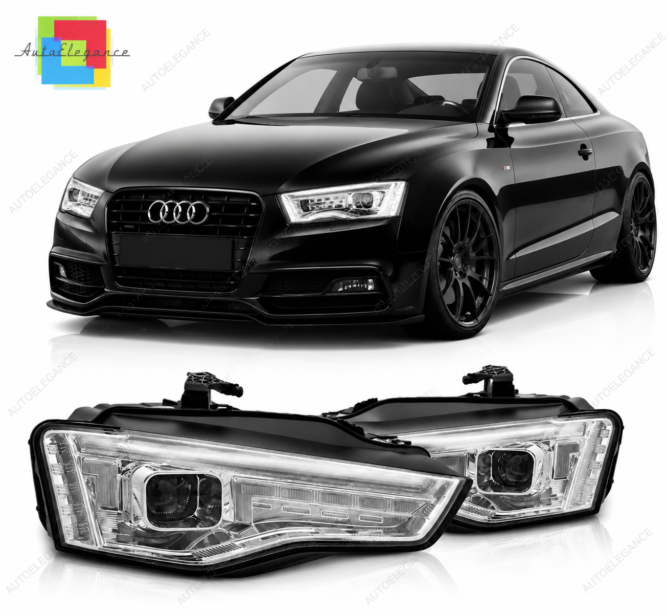 💕 Fari Anteriori Adatto per Audi A5 2011-2016 Xenon LED Seq Cromato 💕