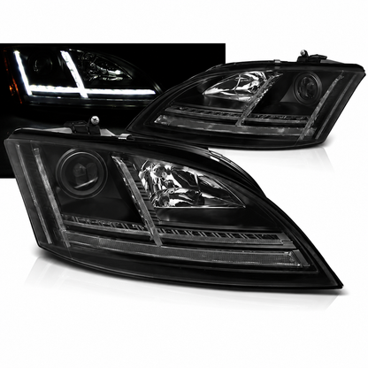 💕 Fari Anteriori Adatto per Audi TT 8J 2006-2010 Xenon LED DRL Seq Nero 💕