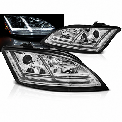 💕 Fari Anteriori Adatto per Audi TT 8J 2006-2010 LED Seq Cromato 💕