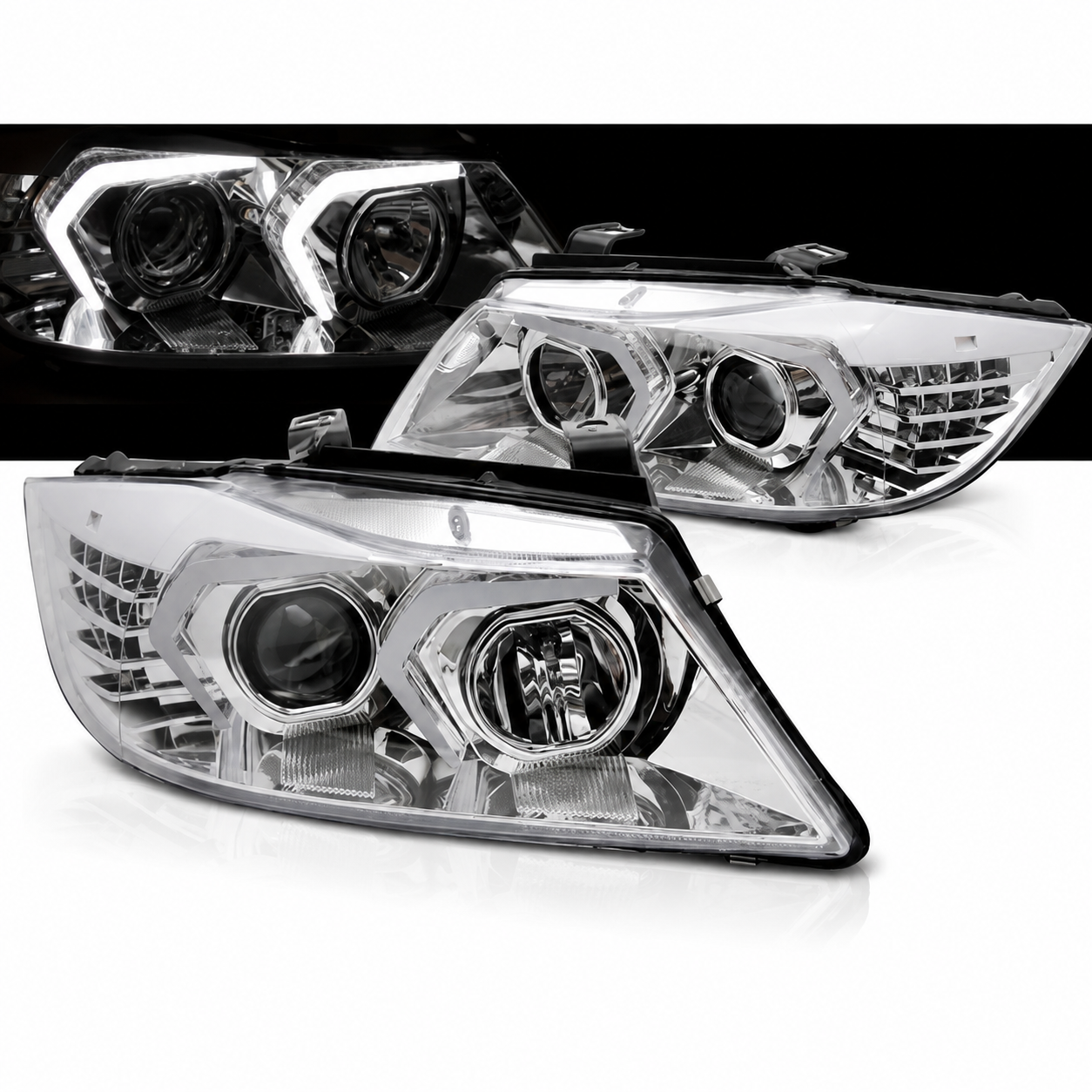 💕 Fari Anteriori Adatto per BMW E90 E91 05-08 LED Cromati 💕