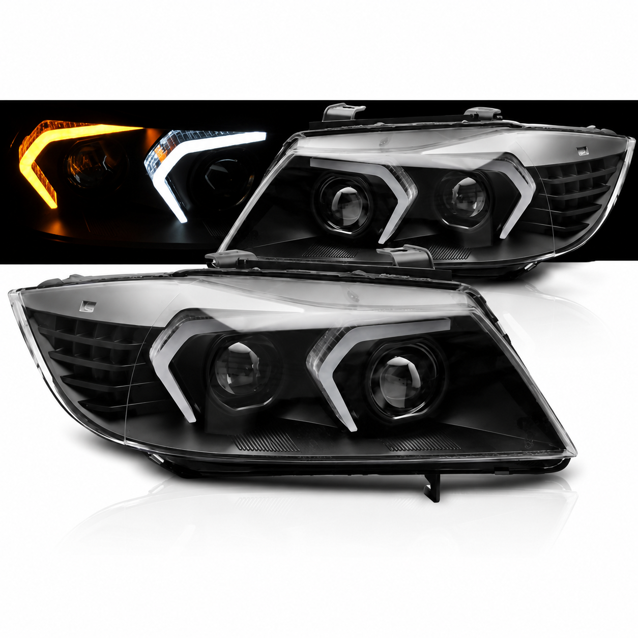💕 Fari Anteriori Adatto per BMW E90 E91 05-08 Full LED Neri 💕