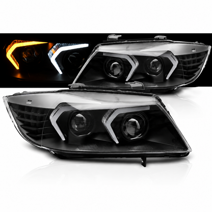 💕 Fari Anteriori Adatto per BMW E90 E91 05-08 Full LED Neri 💕