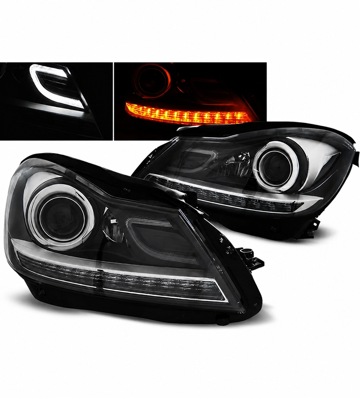 💕 Fari Anteriori Adatto per MERCEDES W204 11-14 LED Neri 💕