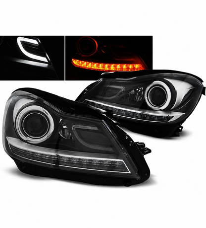 💕 Fari Anteriori Adatto per MERCEDES W204 11-14 LED Neri 💕