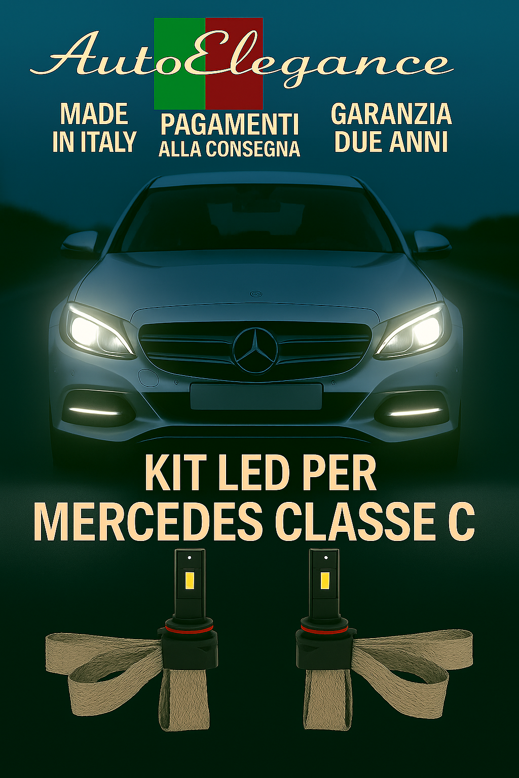 🔥KIT LED H7 6000K Abbaglianti per MERCEDES CLASSE C | Bianco CANBUS🔥