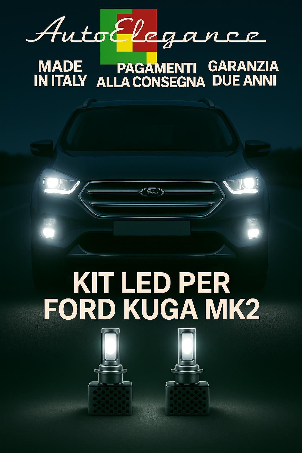 🔥KIT LED D3S 6000K Anabbaglianti + Fendinebbia per Ford Kuga MK2🔥