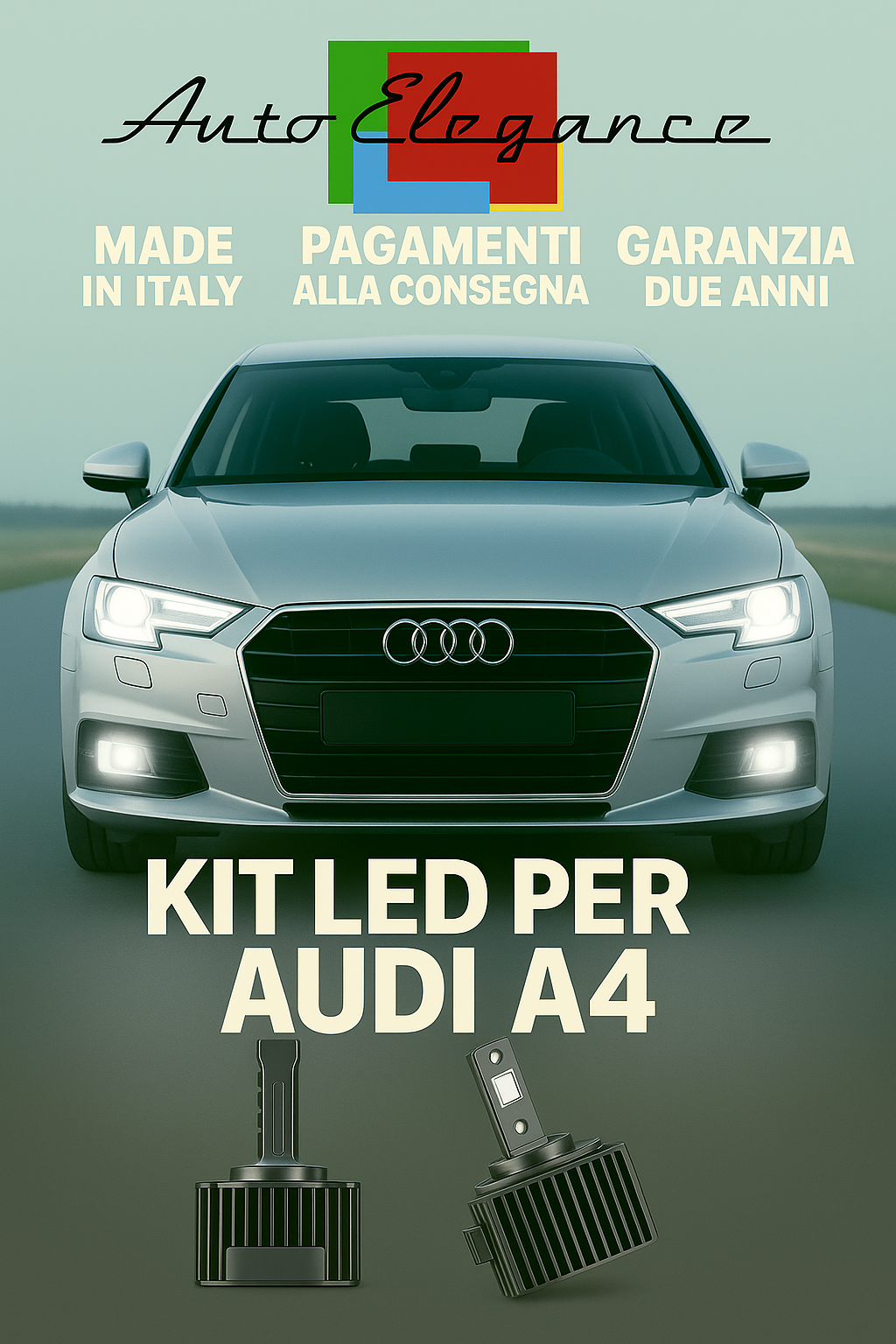 💕 KIT LED D1S 6000K AUDI A4 Anabbaglianti + Fendinebbia | Bianco 2004–2015 💕
