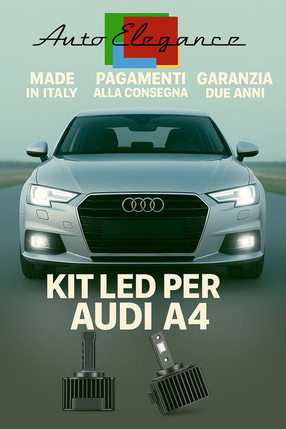 💕 KIT LED D1S 6000K AUDI A4 Anabbaglianti + Fendinebbia | Bianco 2004–2015 💕