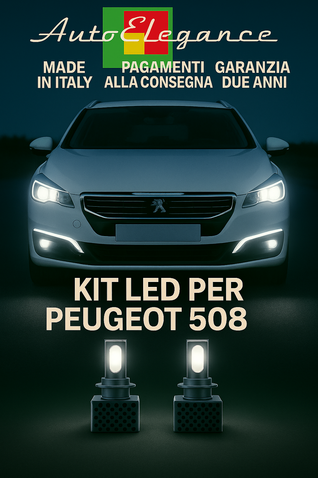 🔥KIT LED D1S 6000K Anabbaglianti + Fendinebbia per Peugeot 508  Bianco CANBUS🔥