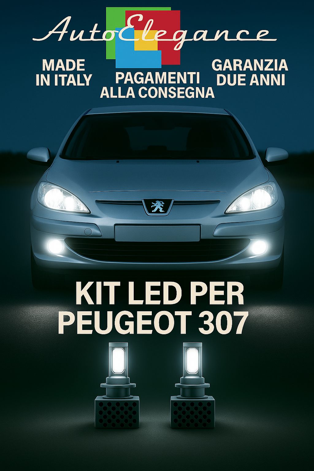 🔥KIT LED D1S 6000K Anabbaglianti + Fendinebbia per Peugeot 307  Bianco CANBUS🔥