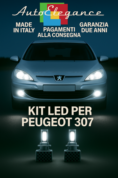 🔥KIT LED D1S 6000K Anabbaglianti + Fendinebbia per Peugeot 307  Bianco CANBUS🔥