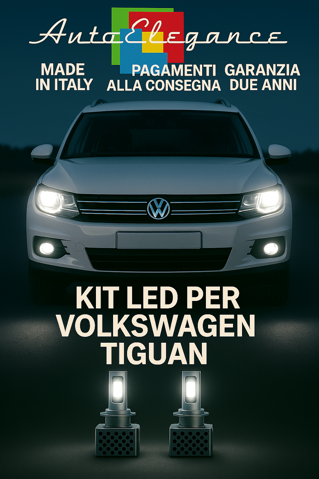 🔥KIT LED D1S 6000K Anabbaglianti + Fendinebbia per VW Tiguan | Bianco CANBUS 🔥
