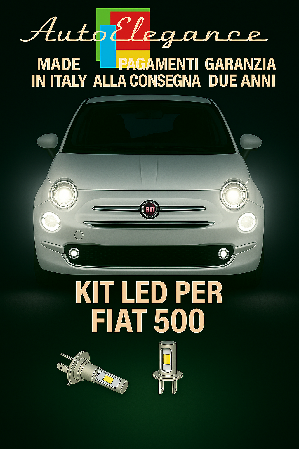 💫KIT LED H7 6000K Abbaglianti per FIAT 500 | Bianco CANBUS💫