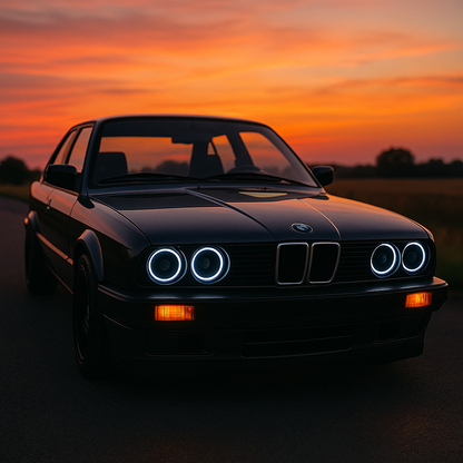 😎FARI ANTERIORI ANGEL EYES NERI ADATTO PER BMW E30 11.82-06.94😎