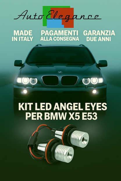 💕 LAMPADE LED Angel Eyes BMW X5 E53 Anelli Bianco 6000K CANBUS 💕