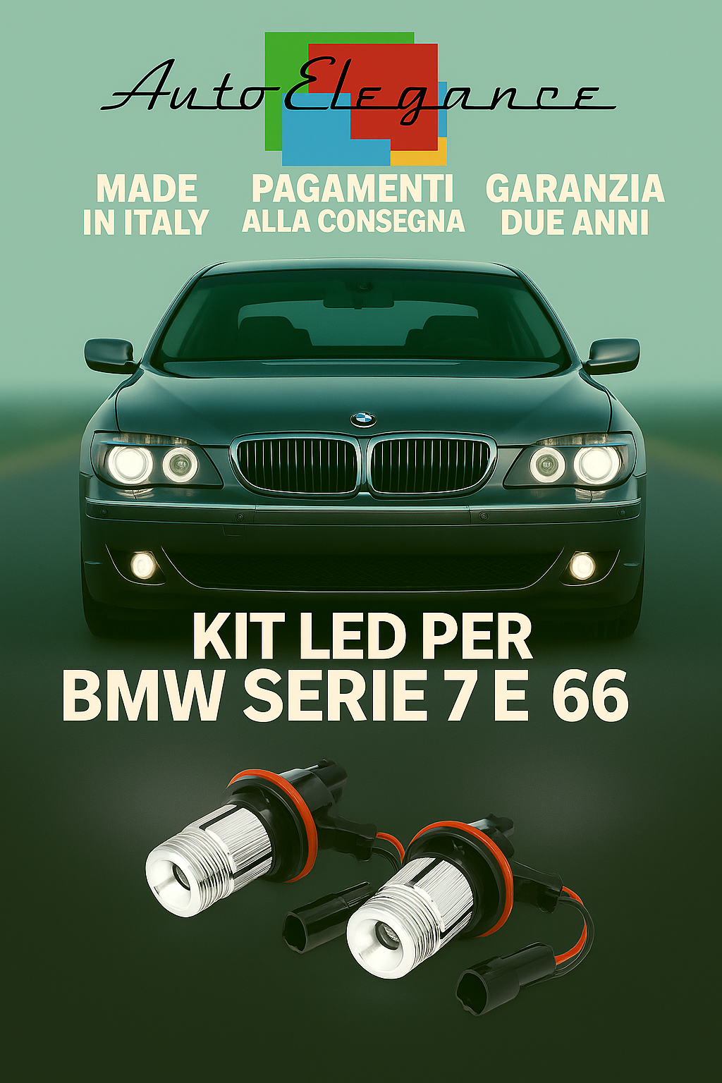 💕 LAMPADE LED Angel Eyes BMW Serie 7 E66 Anelli Bianco 6000K CANBUS 💕