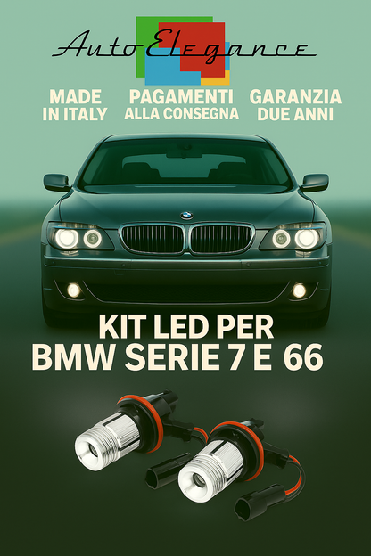 💕 LAMPADE LED Angel Eyes BMW Serie 7 E66 Anelli Bianco 6000K CANBUS 💕