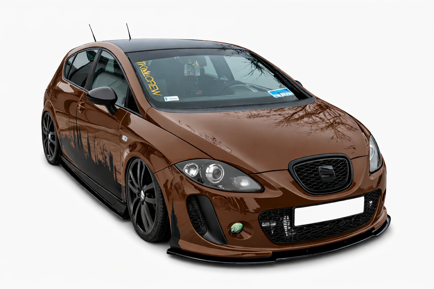 💕ART. 0476  SOTTO MINIGONNE SEAT LEON 1P NERO LUCIDO 💕