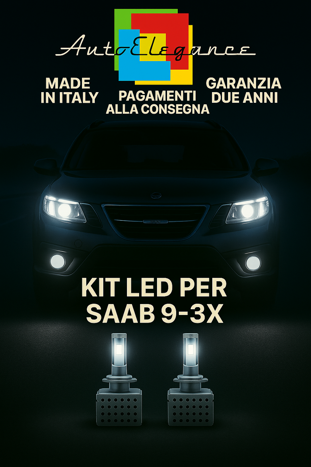 🔥KIT LED D1S 6000K BIANCO CANBUS Anabbaglianti + Fendinebbia per SAAB 9-3X 🔥