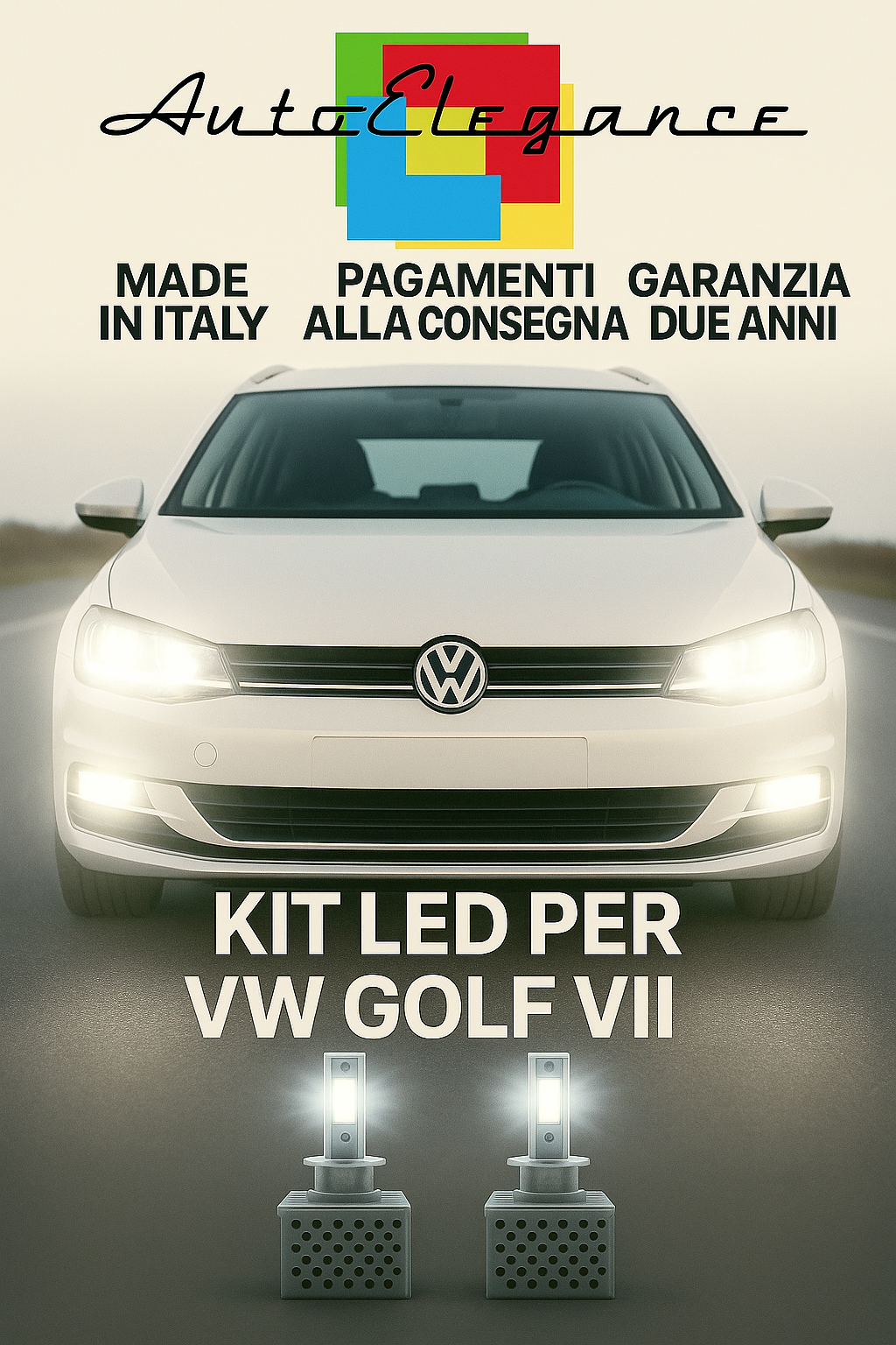 🔥 KIT LED D3S 6000K BIANCO CANBUS Anabbaglianti + Fendinebbia per VW Golf VII🔥