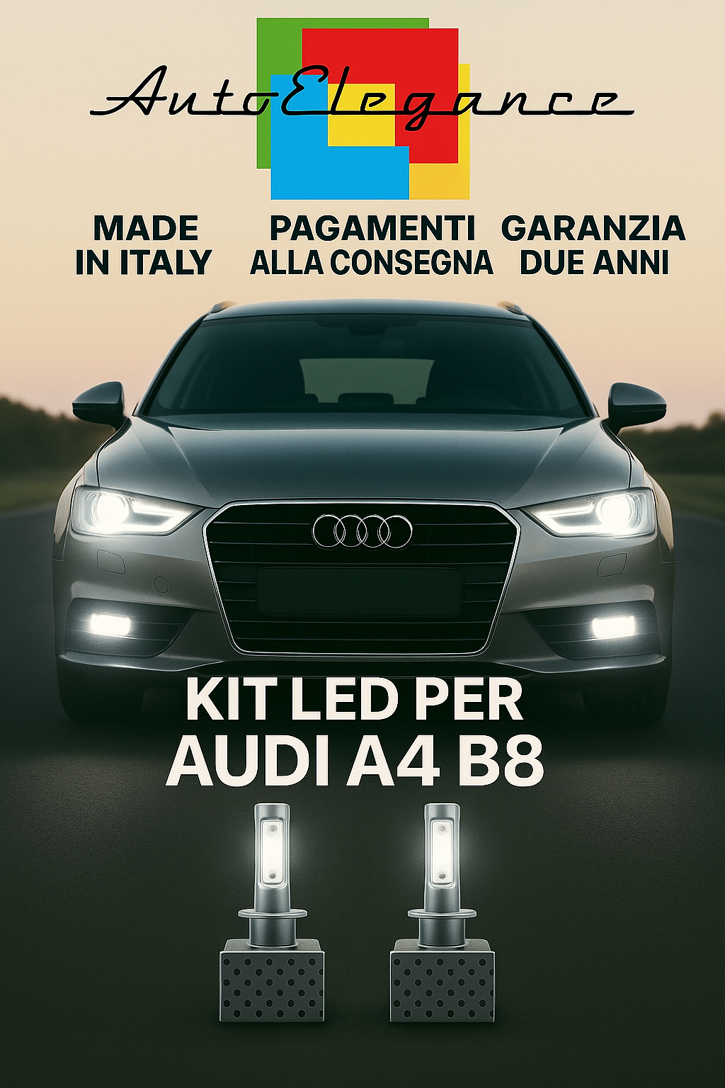 🔥 KIT LED D3S 6000K BIANCO Anabbaglianti + Fendinebbia per Audi A4 B8 🔥