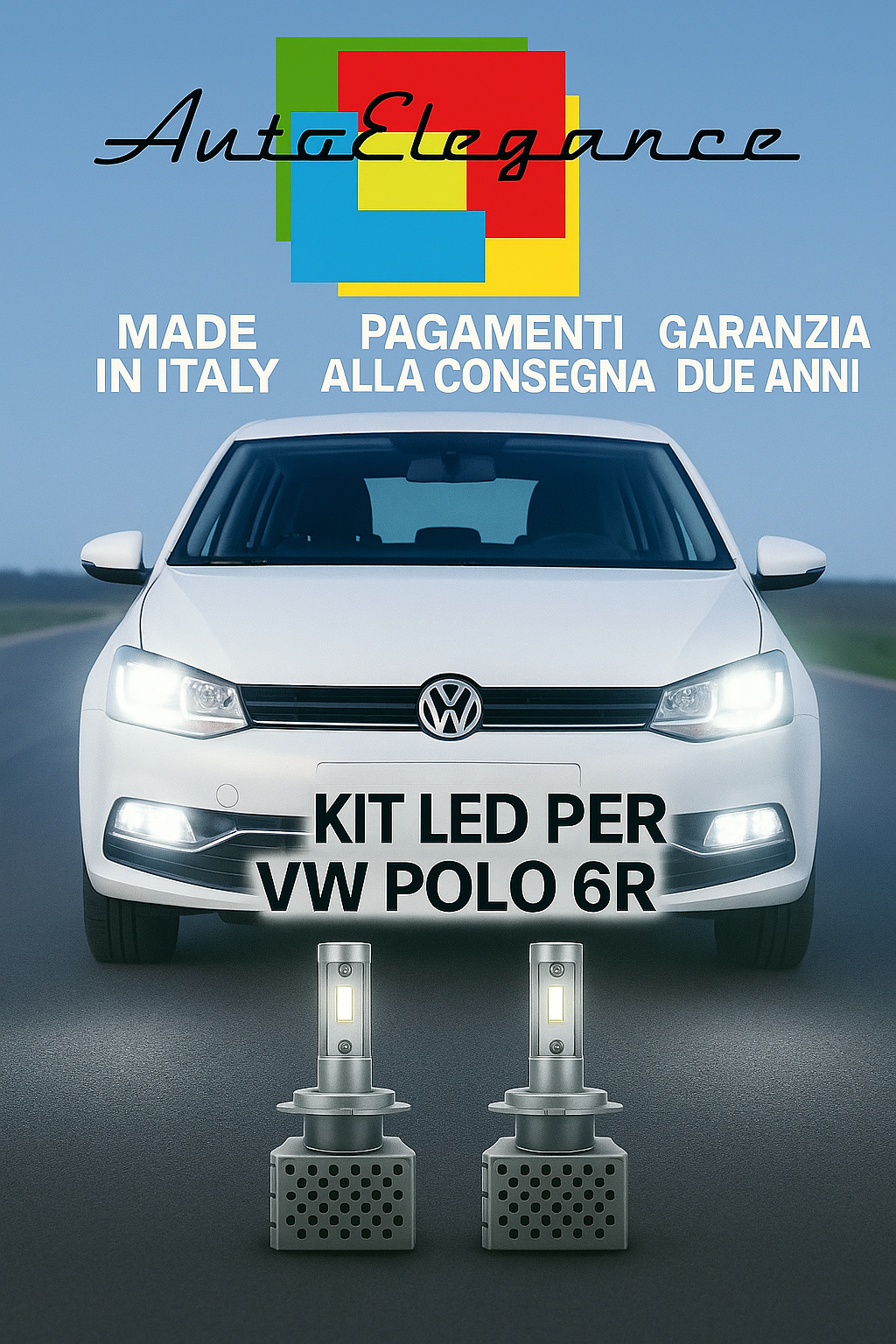 🔥KIT LED D3S 6000K BIANCO CANBUS Anabbaglianti + Fendinebbia per VW Polo 6R 🔥