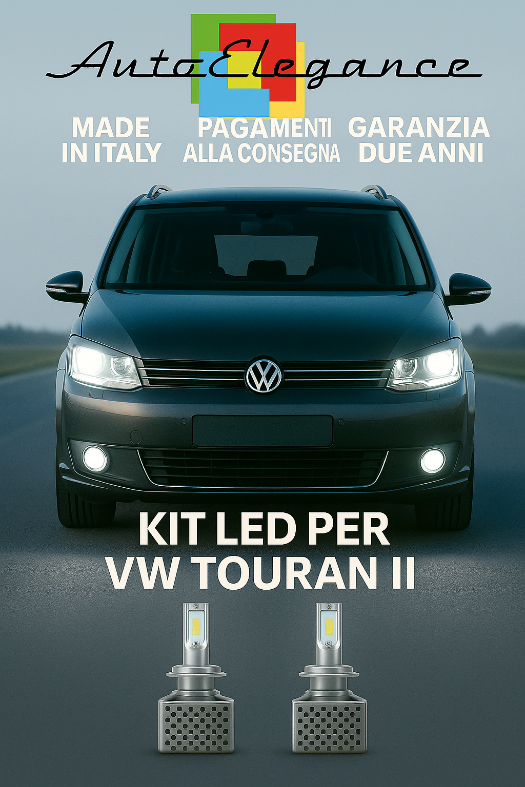 🔥KIT LED D3S 6000K BIANCO CANBUS Anabbaglianti + Fendinebbia per VW Touran II🔥