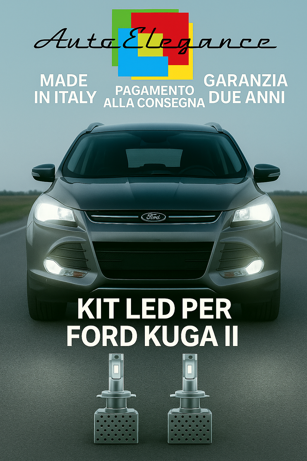 🔥 KIT LED D3S 6000K BIANCO Anabbaglianti + Fendinebbia per Ford Kuga II 🔥