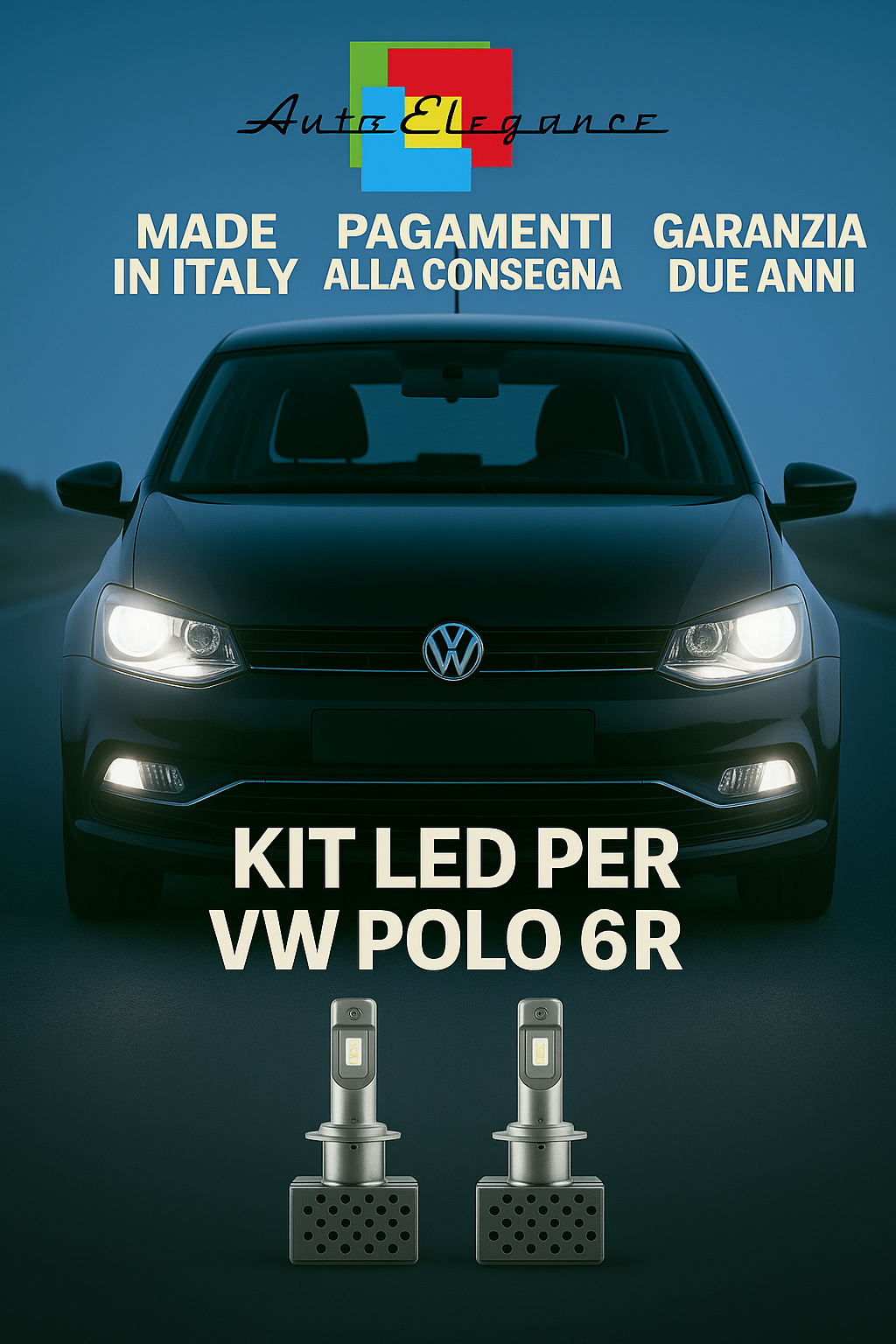 🔥 KIT LED D3S 6000K BIANCO Anabbaglianti + Fendinebbia per VW POLO 6R 🔥