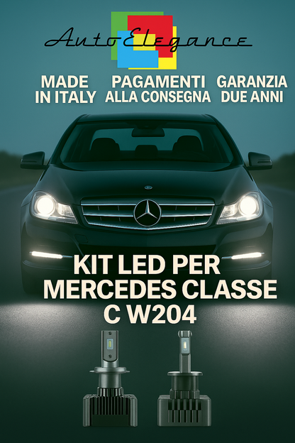 🔥 KIT LED D1S 6000K BIANCO Anabbaglianti + Fendinebbia per Mercedes Classe C 🔥