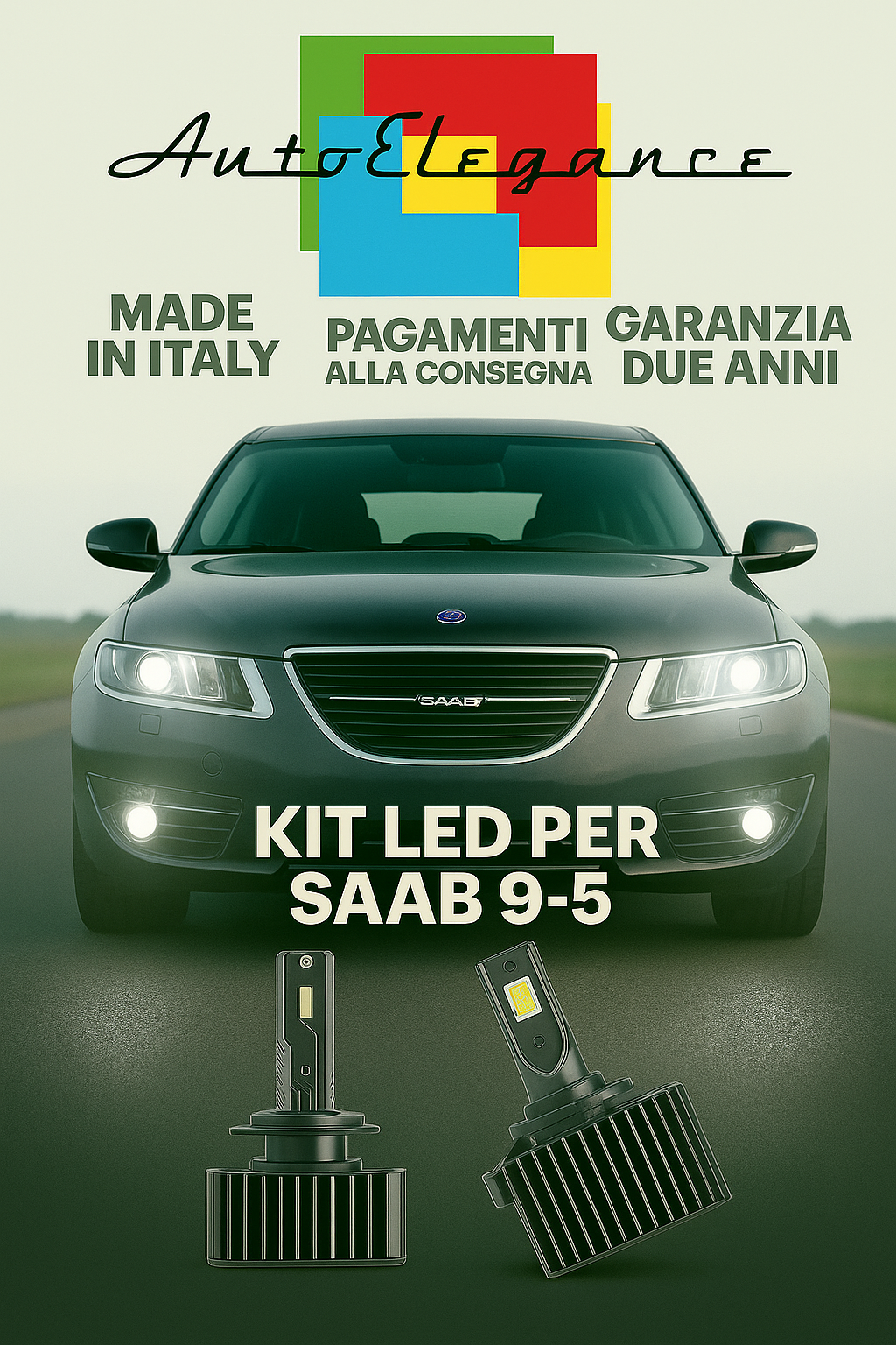 🔥 KIT LED D1S 6000K BIANCO CANBUS Anabbaglianti + Fendinebbia per Saab 9-5 🔥