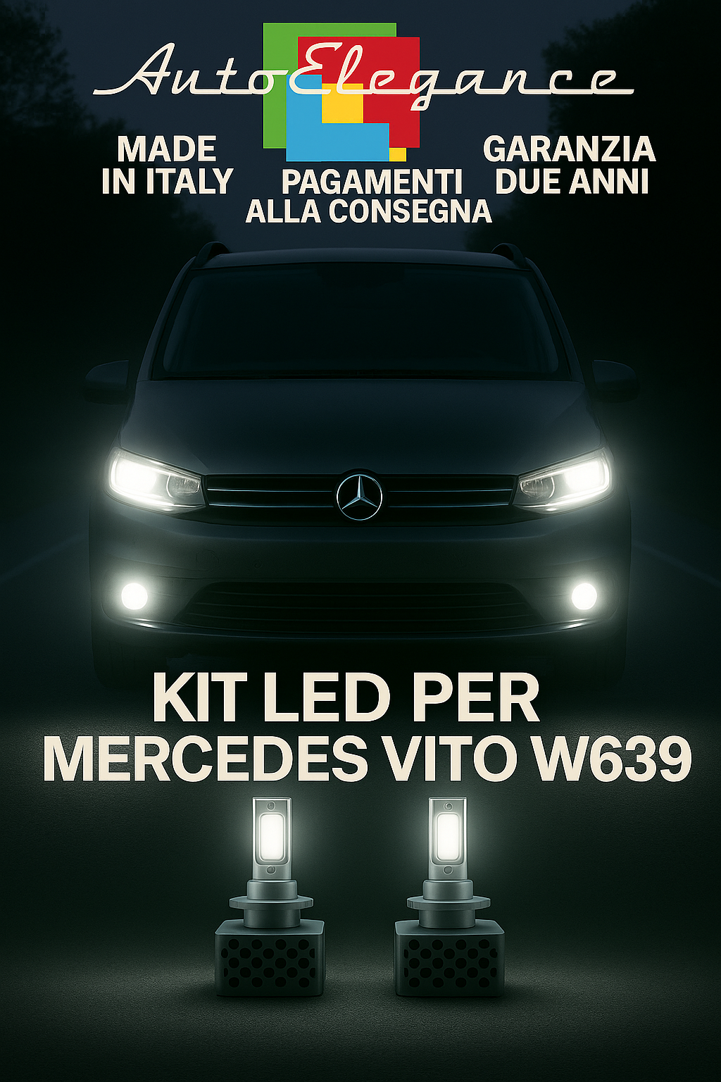 🔥KIT LED D1S 6000K Anabbaglianti + Fendinebbia per Mercedes Vito W639 🔥