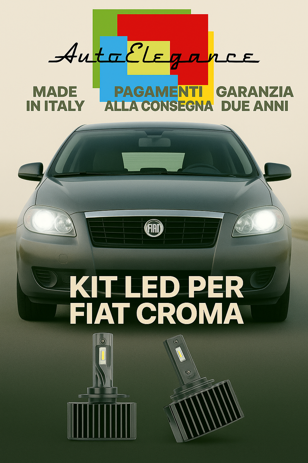 🔥 KIT LED D1S 6000K BIANCO CANBUS Anabbaglianti + Fendinebbia per Fiat Croma 🔥