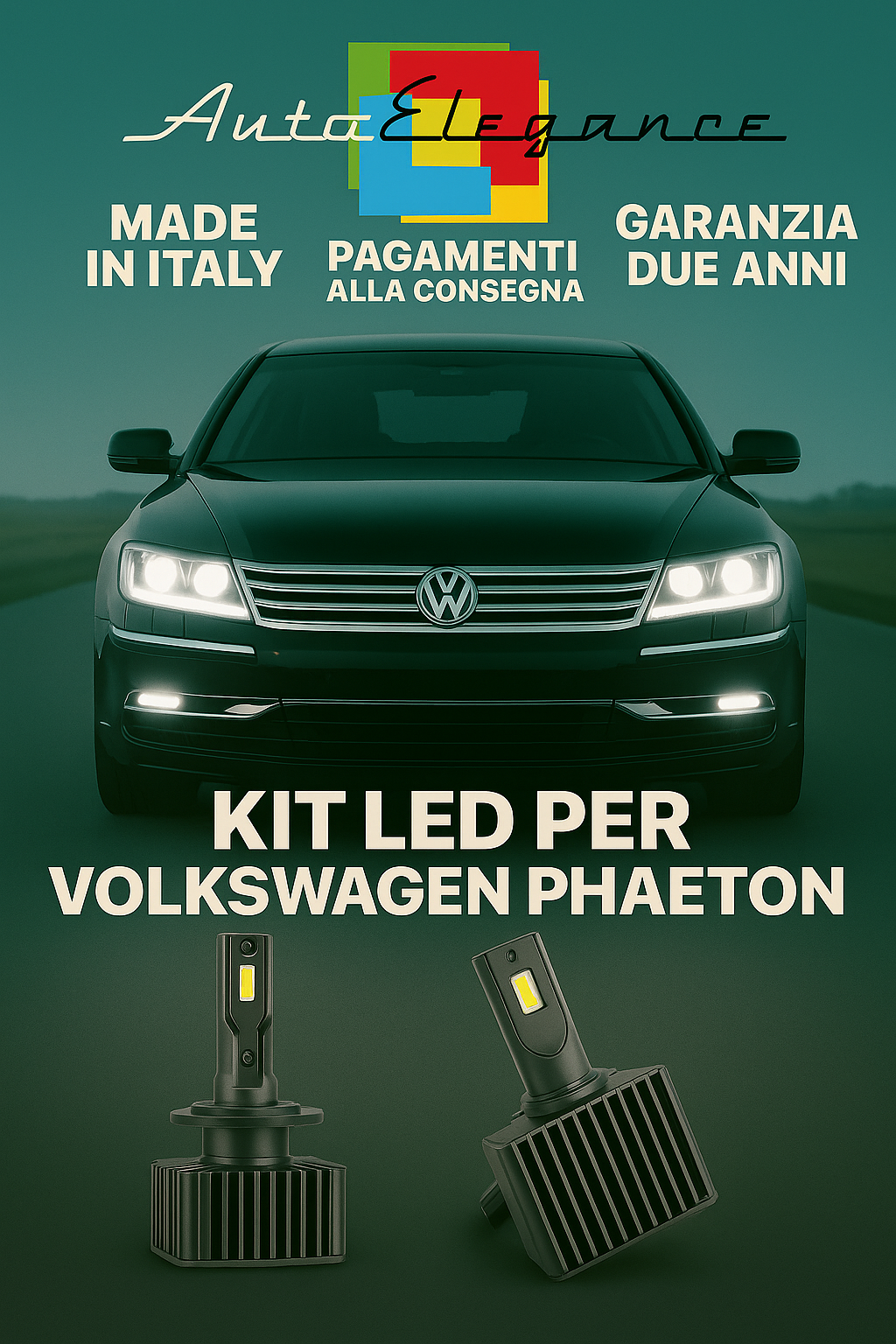 🔥 KIT LED D3S 6000K BIANCO Anabbaglianti + Fendinebbia per VW Phaeton 🔥