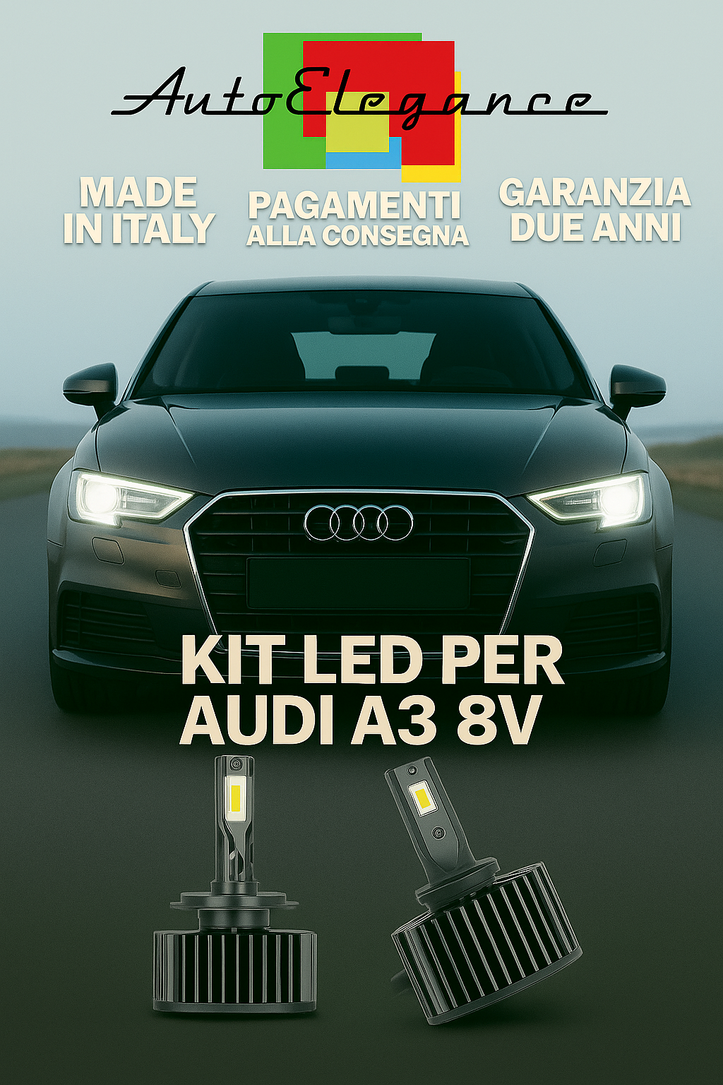 🔥 KIT LED D3S 6000K BIANCO Anabbaglianti + Fendinebbia per Audi A3 8V 🔥