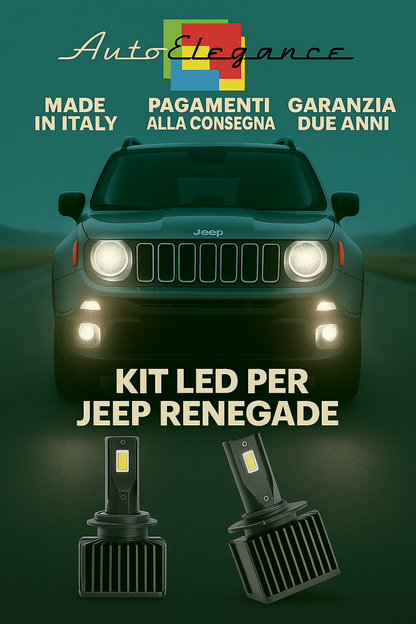 🔥 KIT LED D5S 6000K BIANCO Anabbaglianti + Fendinebbia per Jeep Renegade 🔥