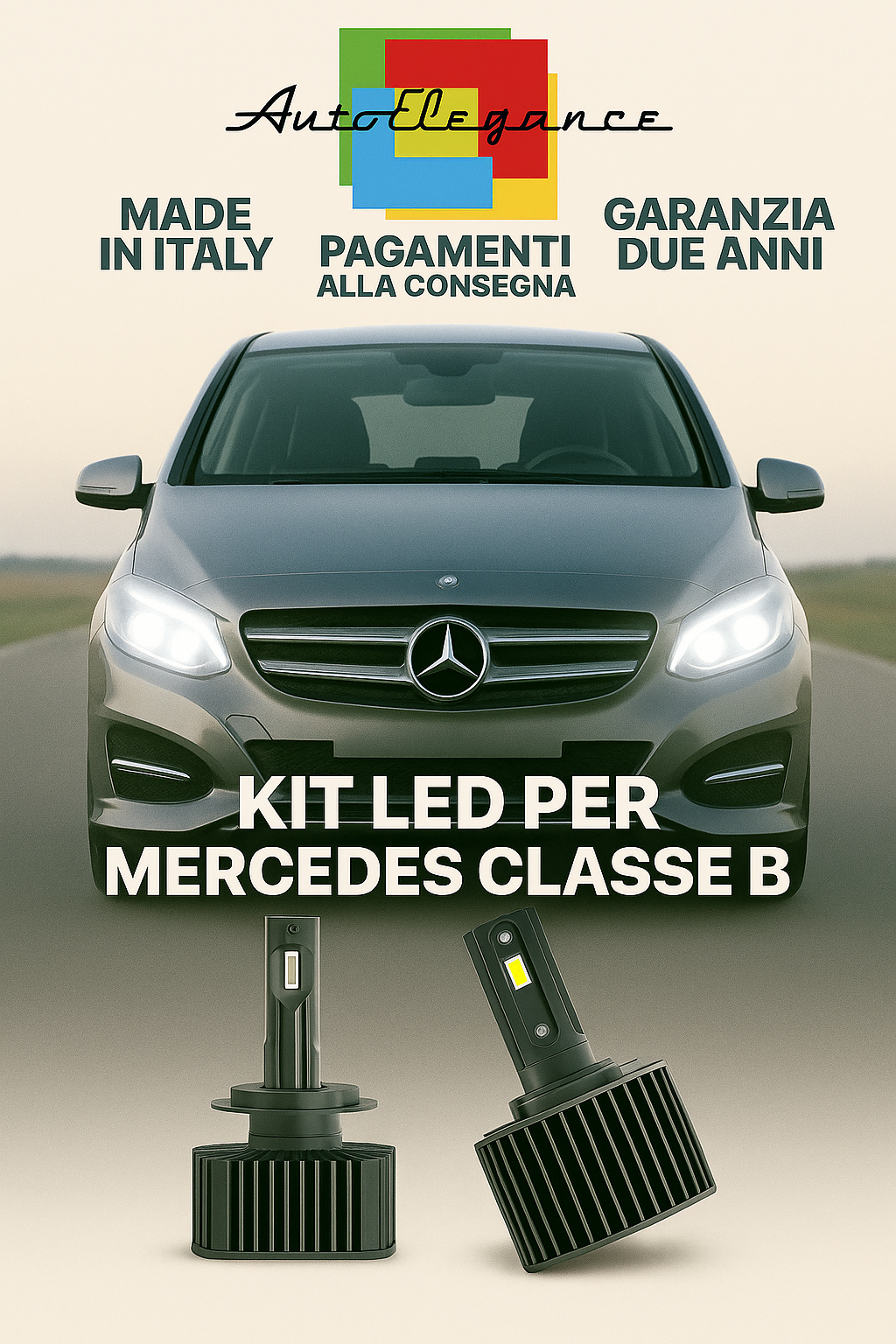 🔥 KIT LED D1S 6000K BIANCO Anabbaglianti + Fendinebbia per Mercedes Classe B 🔥
