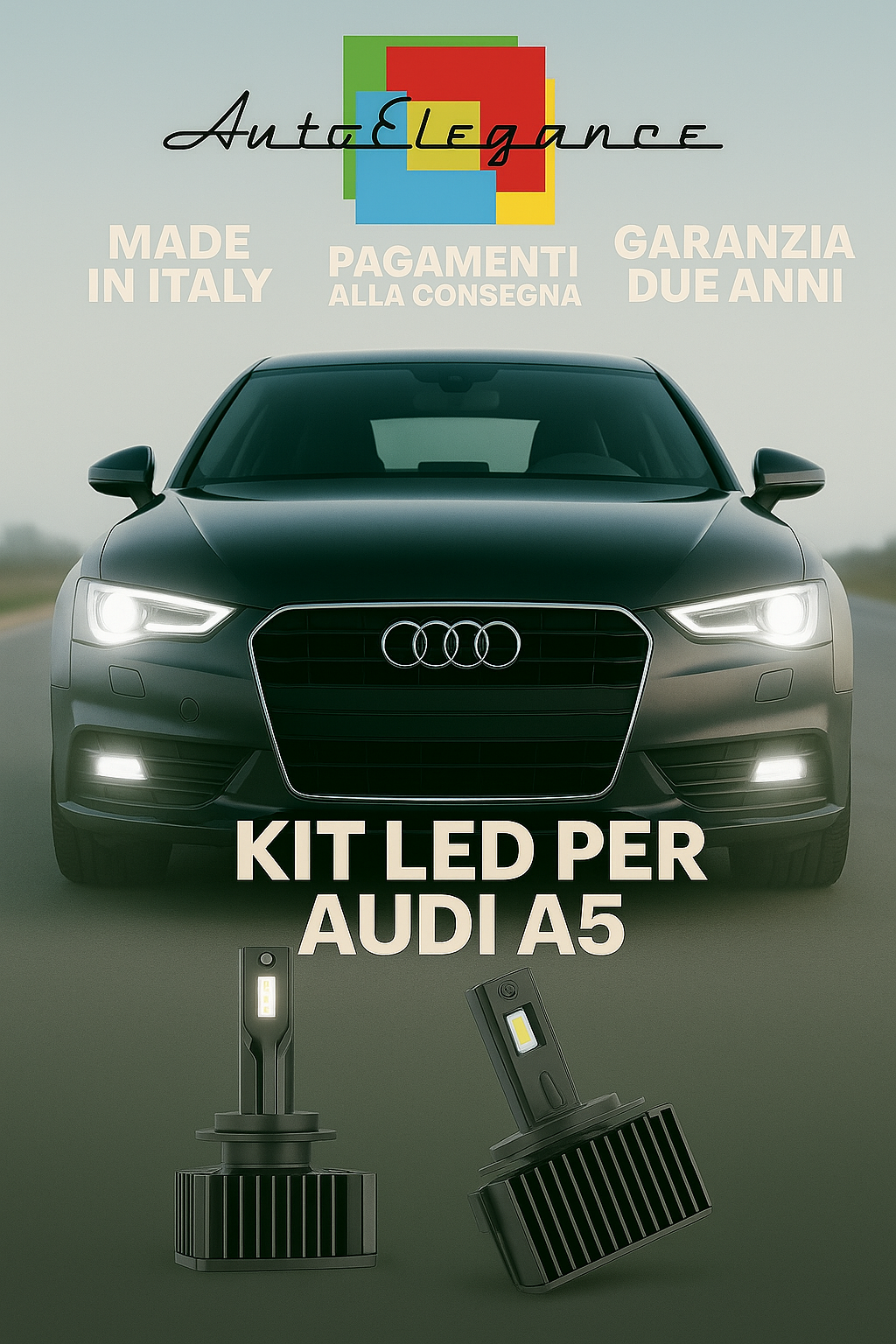 🔥 KIT LED D3S 6000K BIANCO CANBUS Anabbaglianti + Fendinebbia per Audi A5 🔥