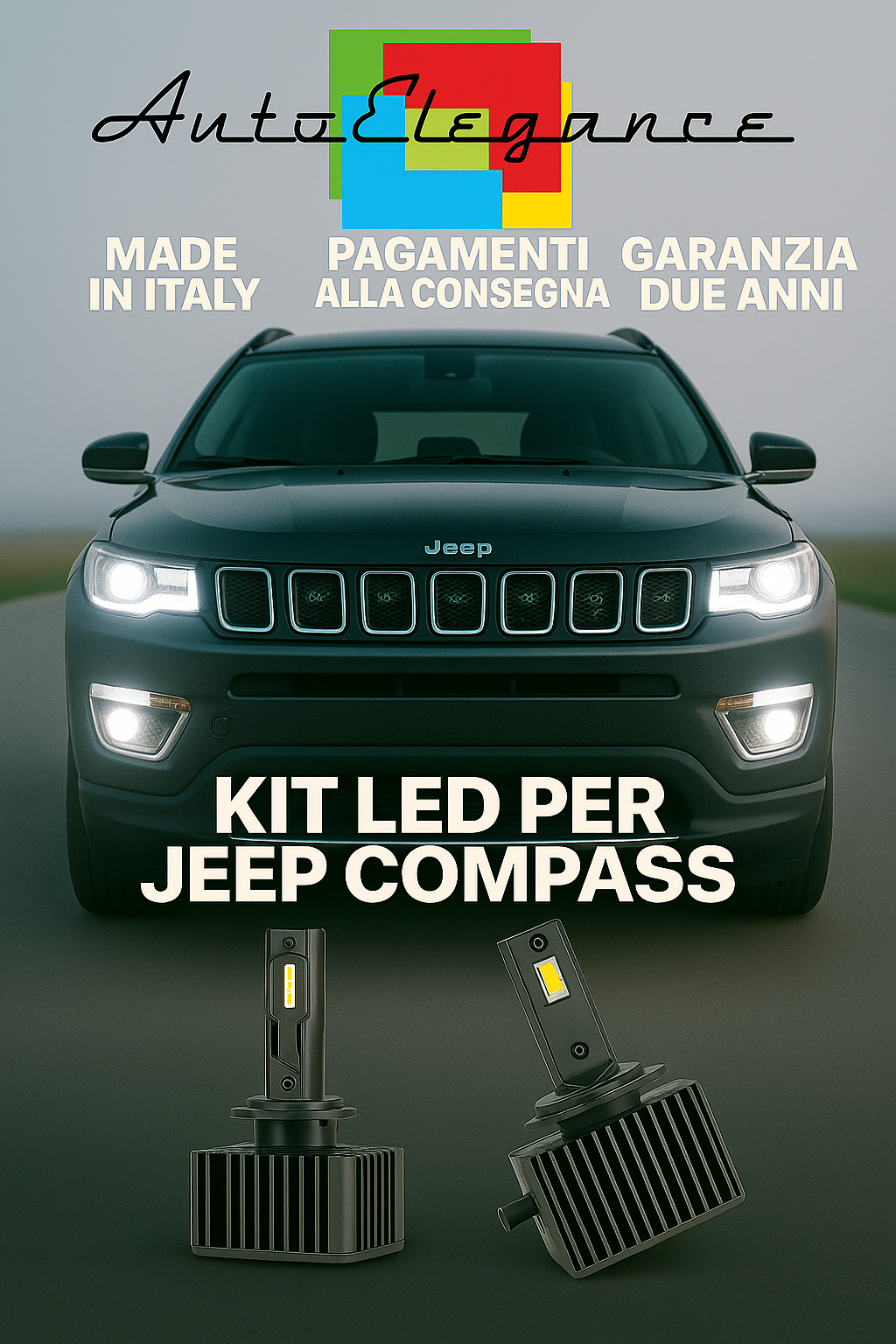 🔥 KIT LED D5S 6000K BIANCO Anabbaglianti + Fendinebbia per Jeep Compass 🔥