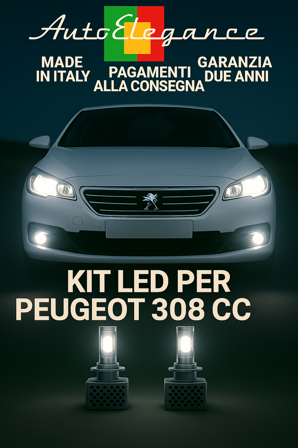 🔥KIT LED D1S 6000K Anabbaglianti + Fendinebbia per Peugeot 308 CC 🔥