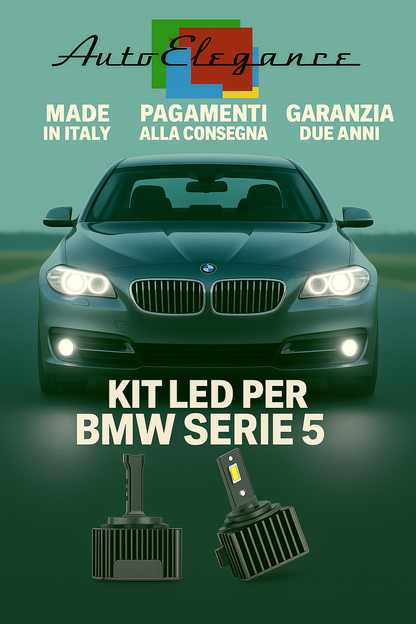 🔥 KIT LED D1S 6000K BIANCO Anabbaglianti + Fendinebbia per BMW Serie 5 🔥