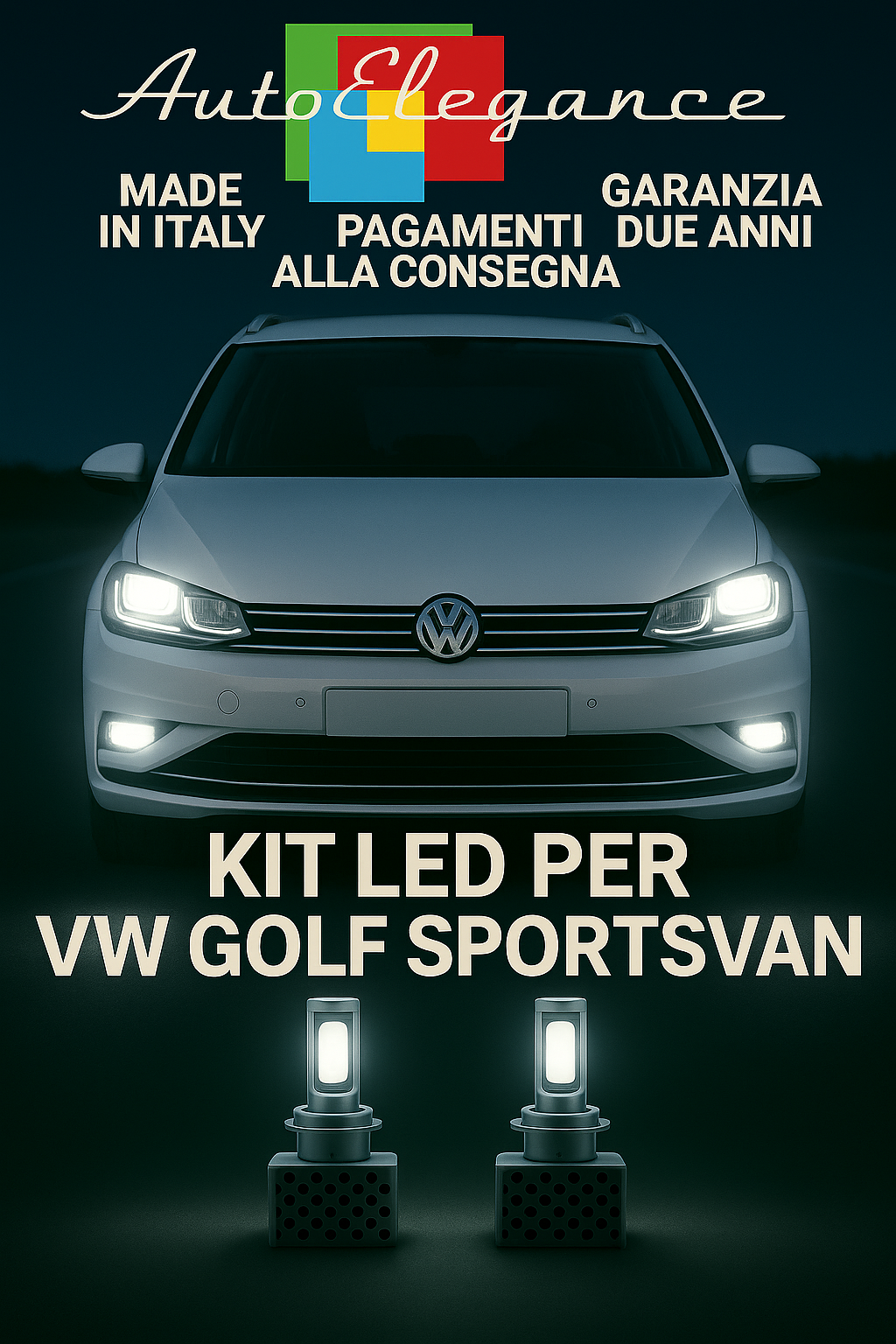 🔥KIT LED D3S 6000K Anabbaglianti + Fendinebbia per VW Golf Sportsvan 🔥