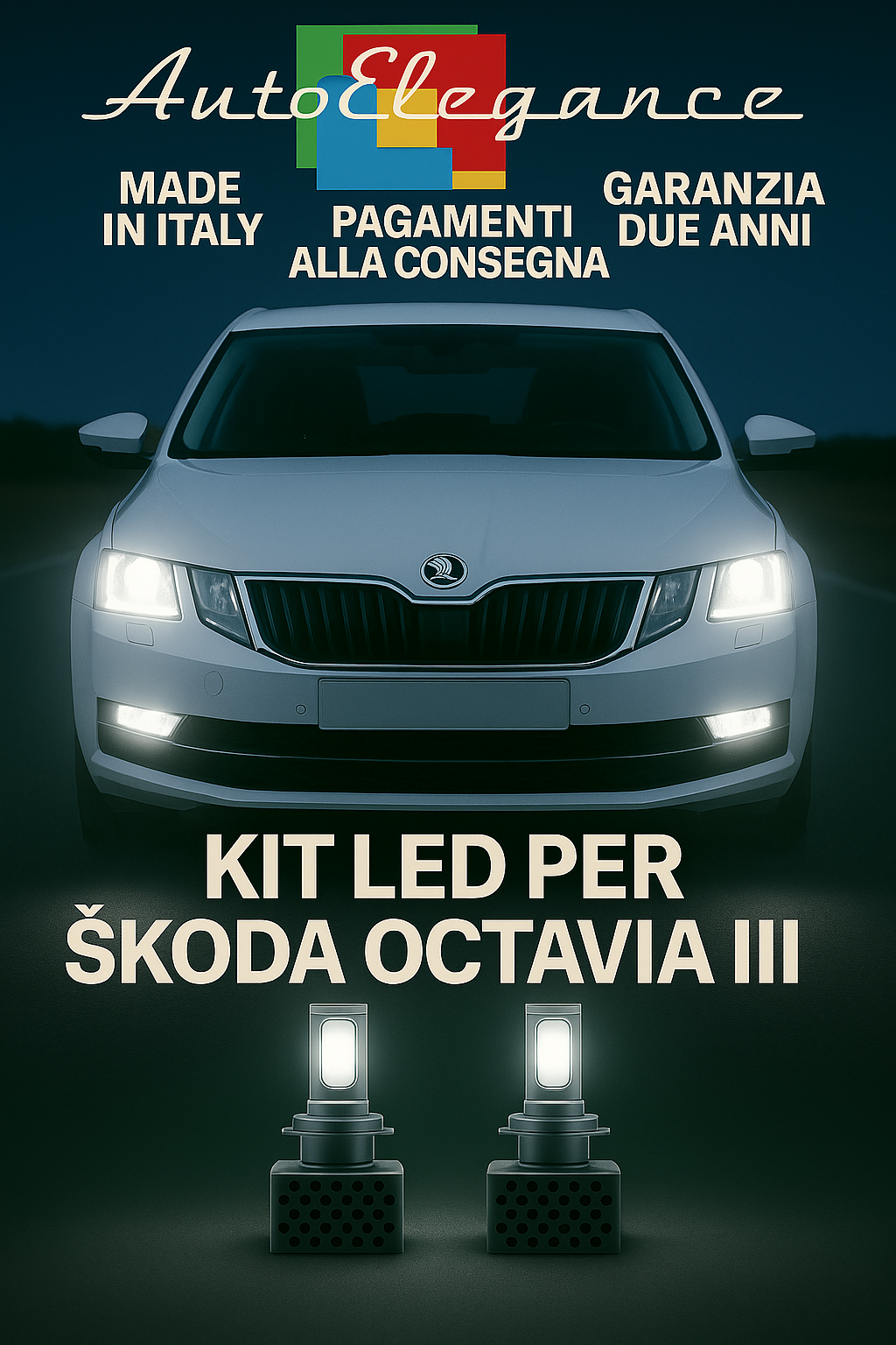 🔥KIT LED D3S 6000K Anabbaglianti + Fendinebbia per Skoda Octavia III 🔥