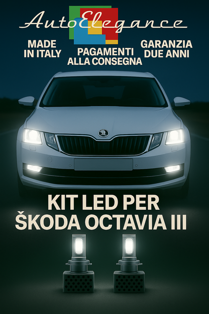 🔥KIT LED D3S 6000K Anabbaglianti + Fendinebbia per Skoda Octavia III 🔥