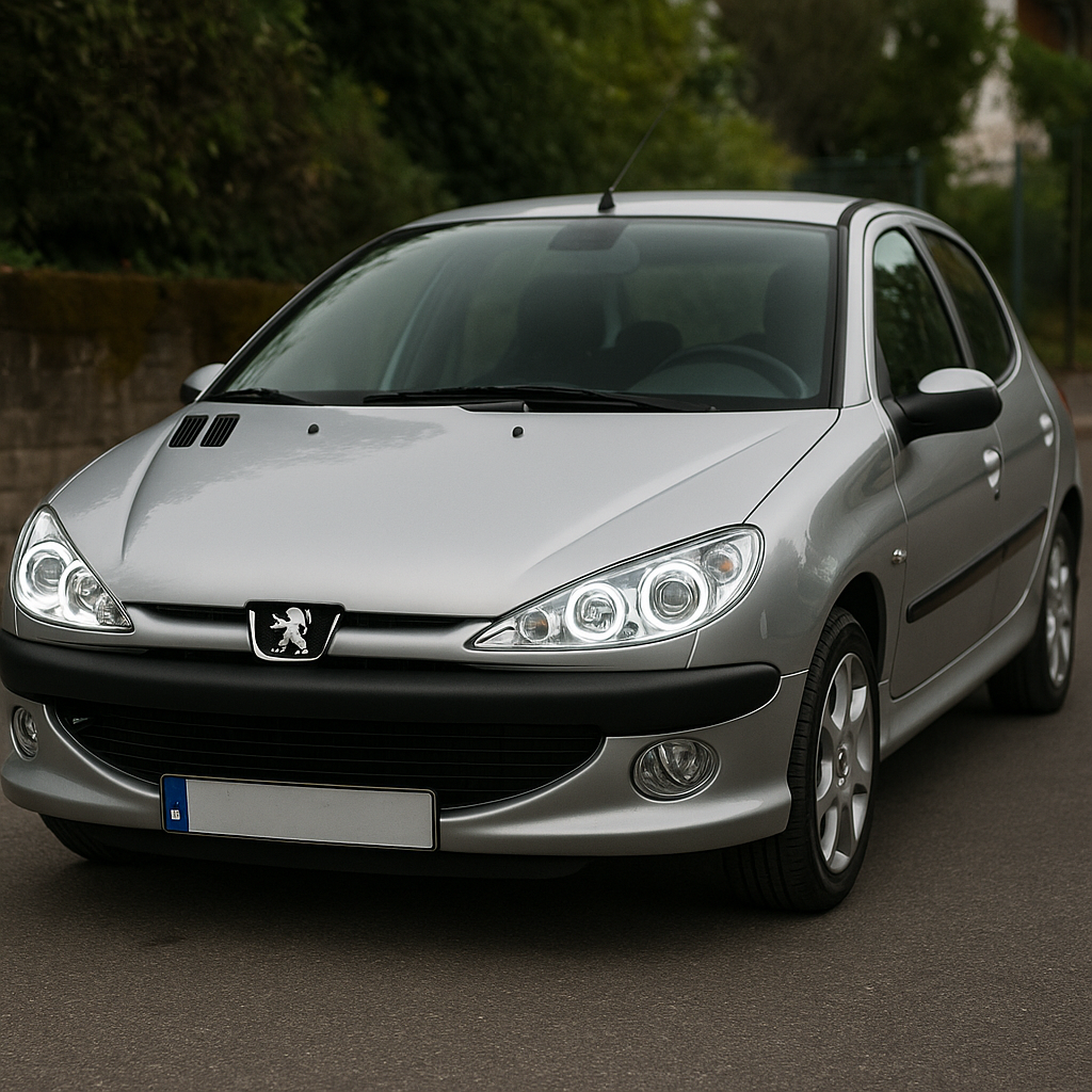 ⭐FARI ANTERIORE LED ANGEL EYES CROMATO ADATTO PER PEUGEOT 206⭐