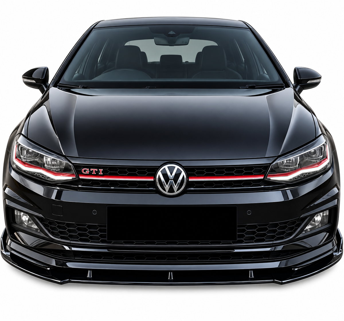 💕 Splitter Adatto per VW Polo AW1 17+ Look Standard EVO Nero Lucido 💕