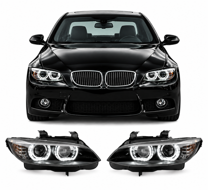 💕 Fari Anteriori DTM LED Angel Eyes Bianchi BMW E92 E93 06-10 💕